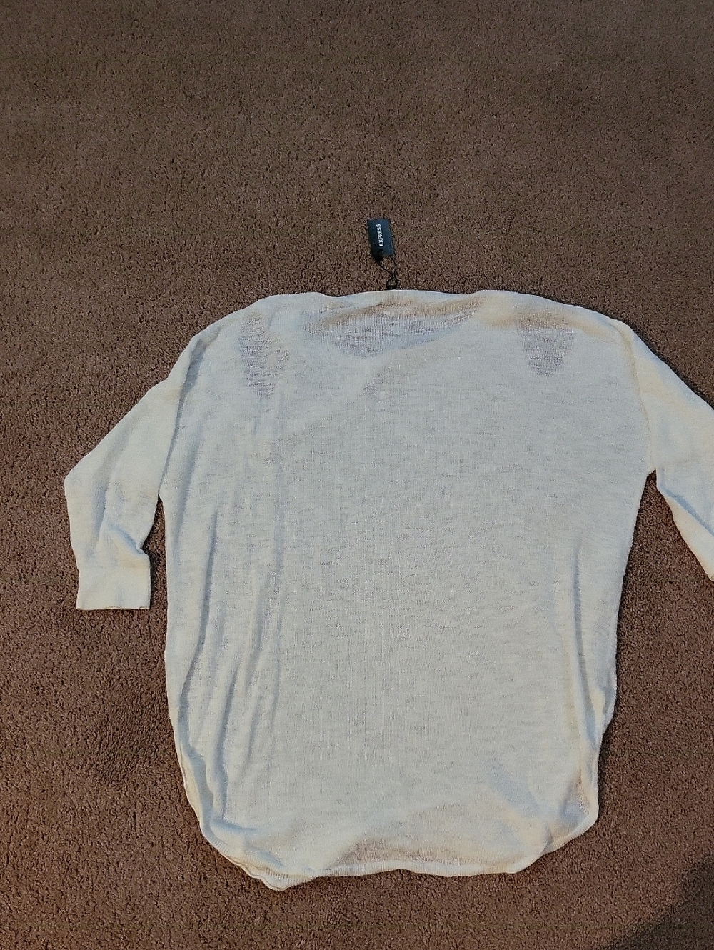 Express Ivory Open-Knit Rounded Sweater - Picture 4 of 4